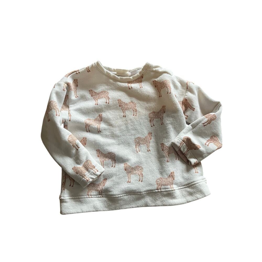 Zara Baby Girl Glitter Neutral Zebra Sweatshirt 3-4Y​